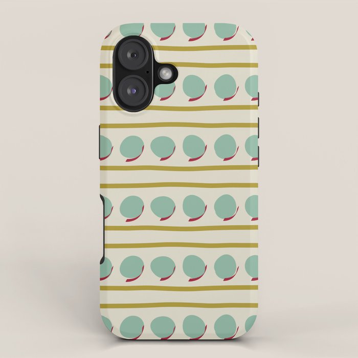 Chartreuse and Mint Green Modern Circles and Lines iPhone Case Gallery Image 1