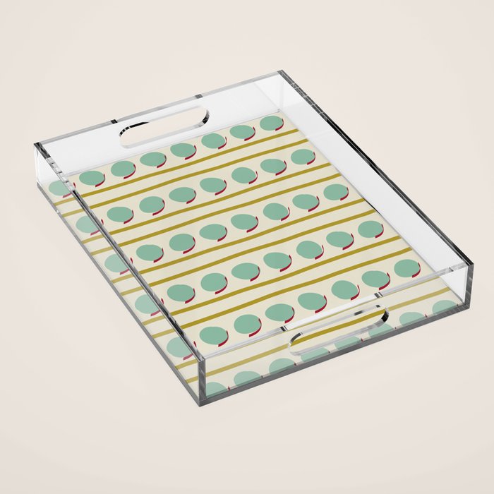 Chartreuse and Mint Green Modern Circles and Lines Acrylic Tray Gallery Image 1
