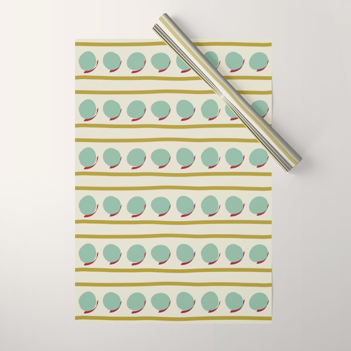 Chartreuse and Mint Green Modern Circles and Lines Wrapping Paper Gallery Image 1