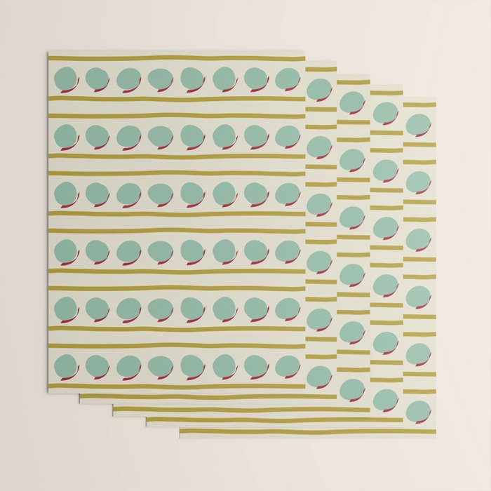 Chartreuse and Mint Green Modern Circles and Lines Wrapping Paper Gallery Image 3