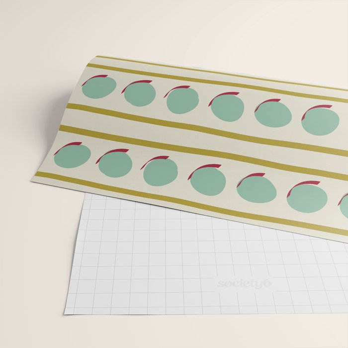 Chartreuse and Mint Green Modern Circles and Lines Wrapping Paper Gallery Image 2