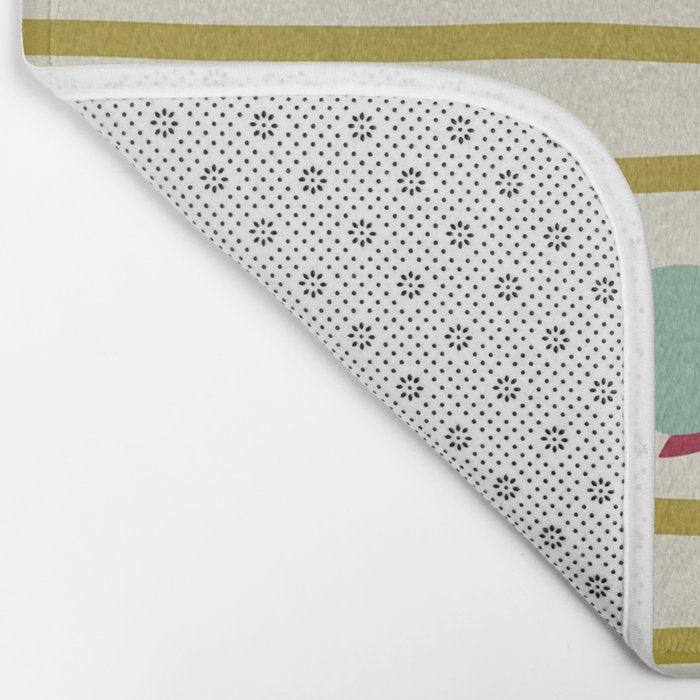 Chartreuse and Mint Green Modern Circles and Lines Bath Mat Gallery Image 2