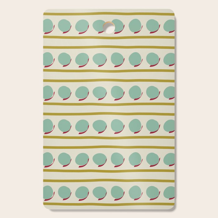Chartreuse and Mint Green Modern Circles and Lines Cutting Board Gallery Image 1