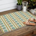 Chartreuse and Mint Green Modern Circles and Lines Outdoor Rug Gallery Image 2