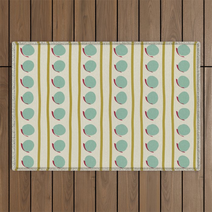 Chartreuse and Mint Green Modern Circles and Lines Outdoor Rug Gallery Image 1