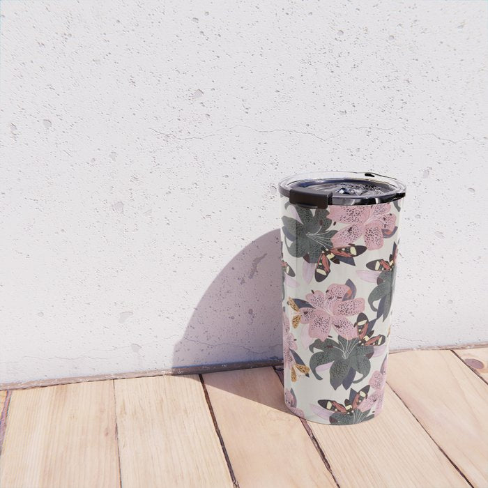 Lilies and butterflies insects Travel Mug Gallery Image 4