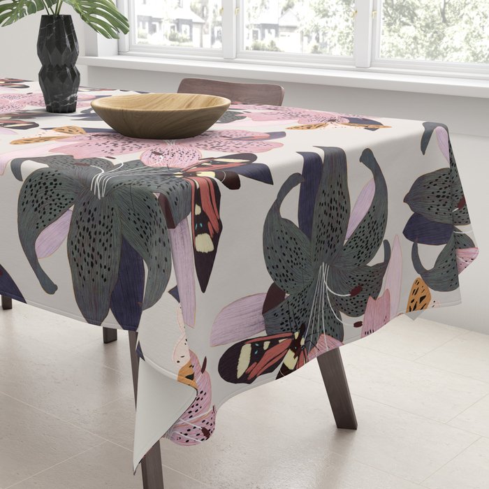Lilies and butterflies insects Tablecloth Gallery Image 3