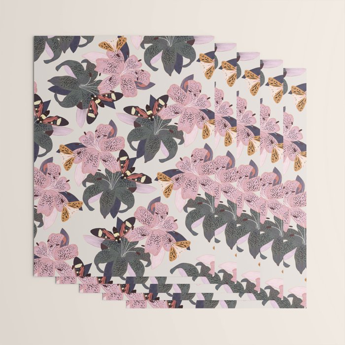 Lilies and butterflies insects Wrapping Paper Gallery Image 3