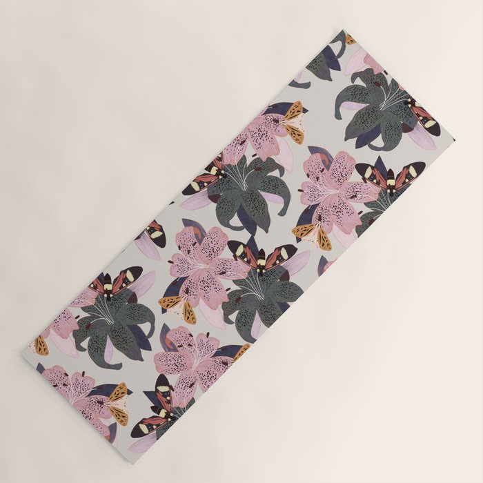 Lilies and butterflies insects Yoga Mat Gallery Image 1