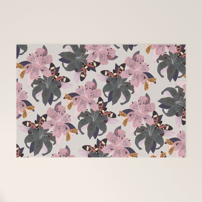 Lilies and butterflies insects Welcome Mat Gallery Image 1