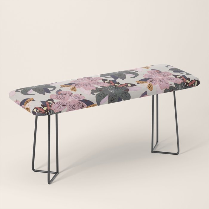 Lilies and butterflies insects Bench Gallery Image 1