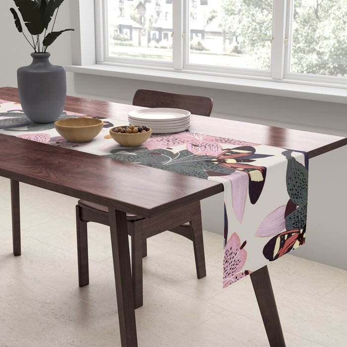 Lilies and butterflies insects Table Runner Gallery Image 2