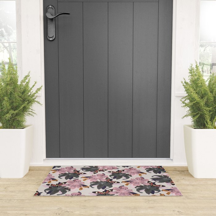 Lilies and butterflies insects Welcome Mat Gallery Image 3