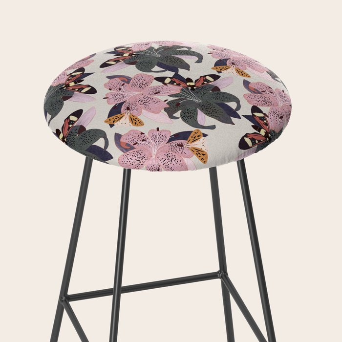 Lilies and butterflies insects Stool Gallery Image 2