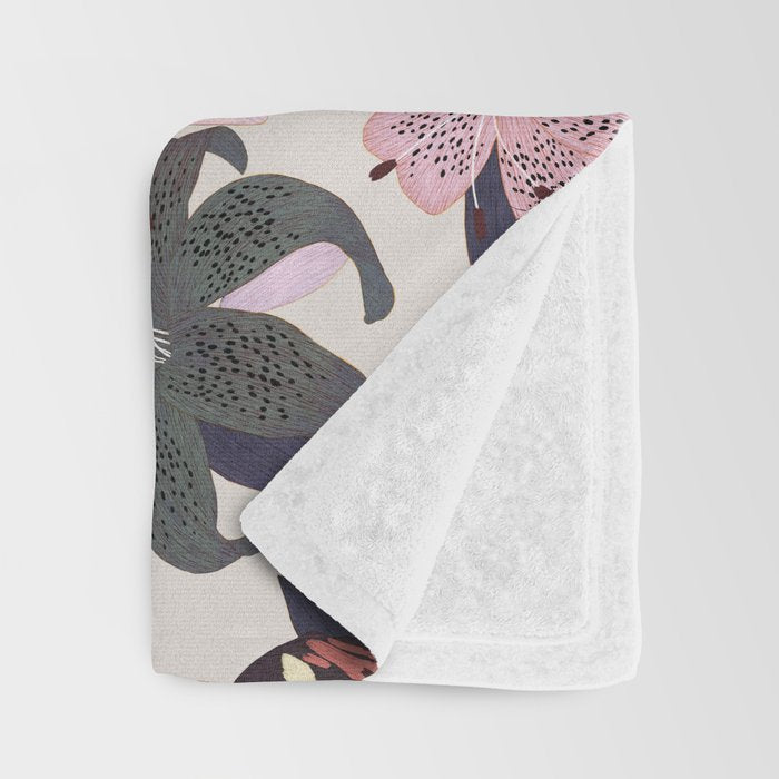 Lilies and butterflies insects Throw Blanket Gallery Image 3