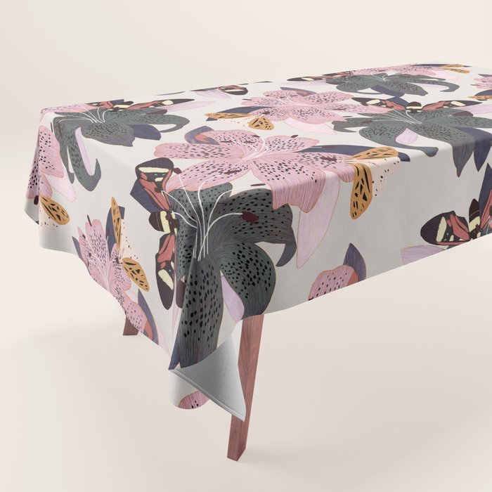 Lilies and butterflies insects Tablecloth Gallery Image 1