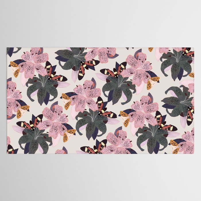 Lilies and butterflies insects Tablecloth Gallery Image 2
