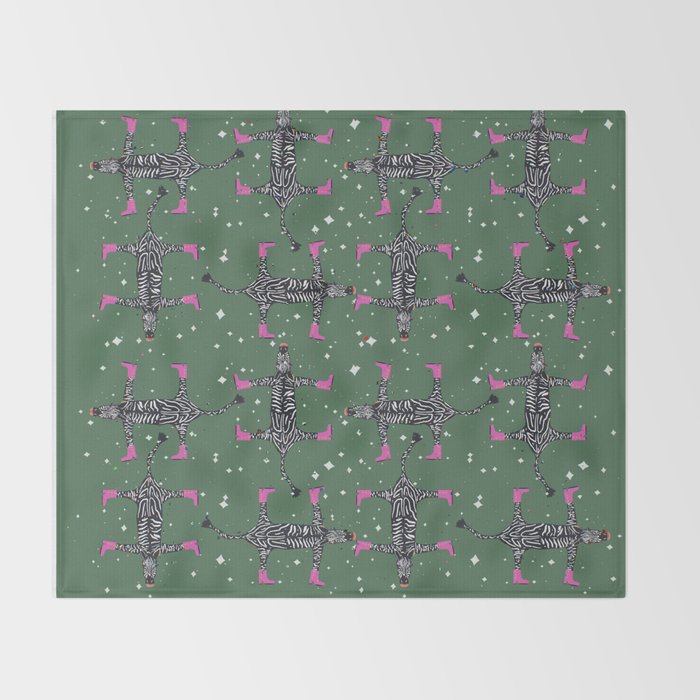 Cool zebras with fuchsia pink shoes and red lips illustration  Throw Blanket Gallery Image 2