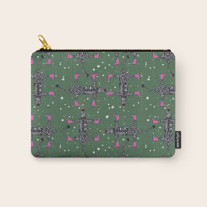 Cool zebras with fuchsia pink shoes and red lips illustration  Carry All Pouch Gallery Image 1