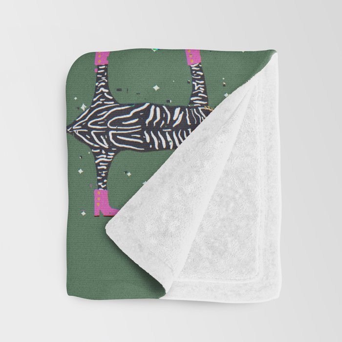 Cool zebras with fuchsia pink shoes and red lips illustration  Throw Blanket Gallery Image 3