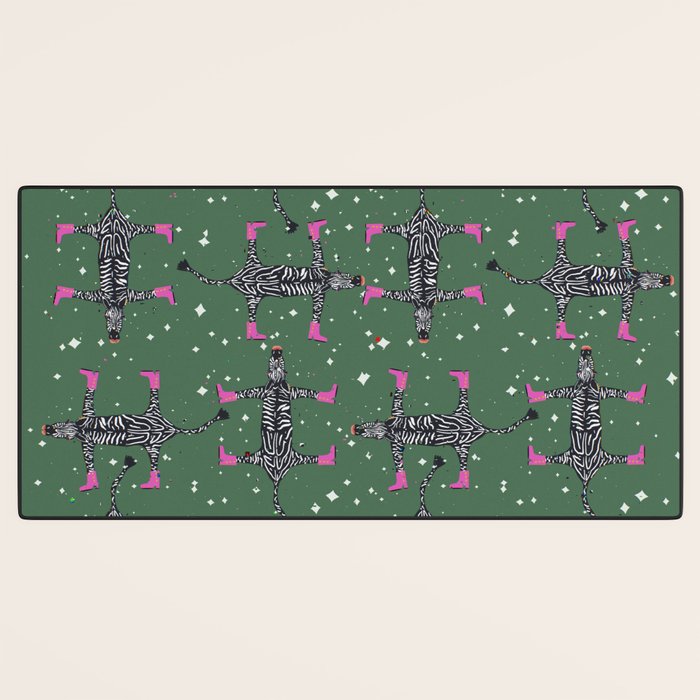 Cool zebras with fuchsia pink shoes and red lips illustration  Desk Mat Gallery Image 3