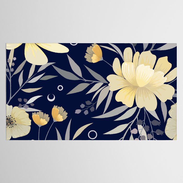 Modern, Boho, Floral Prints, Blue and Yellow Tablecloth Gallery Image 2