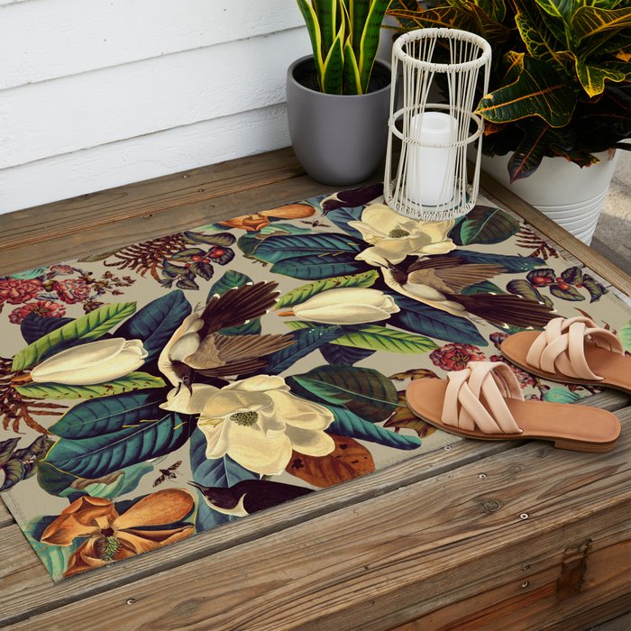 FLORAL AND BIRDS XXI-II Outdoor Rug Gallery Image 2