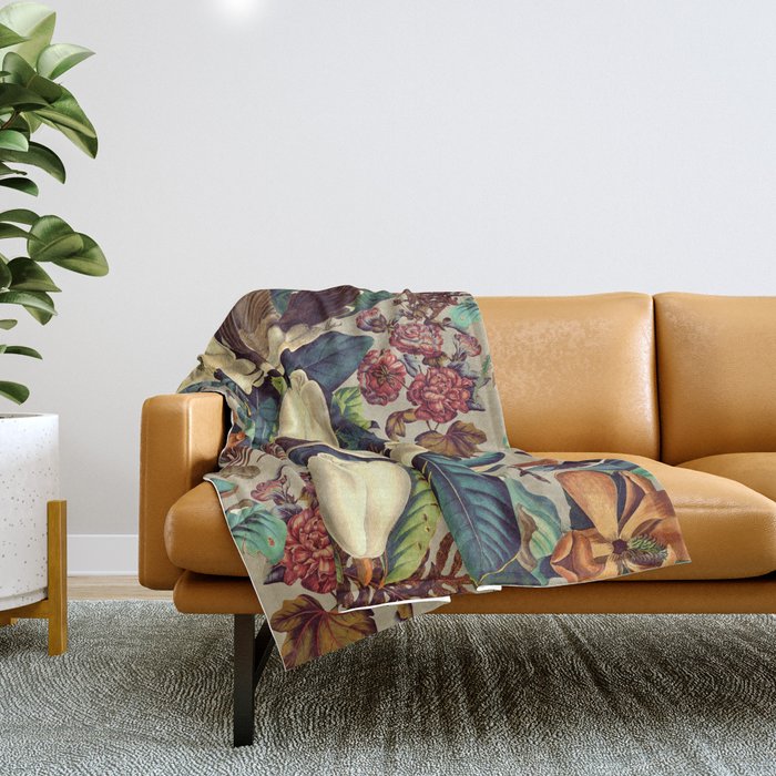 FLORAL AND BIRDS XXI-II Throw Blanket Gallery Image 1
