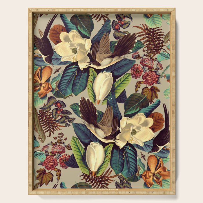 FLORAL AND BIRDS XXI-II Serving Tray Gallery Image 1