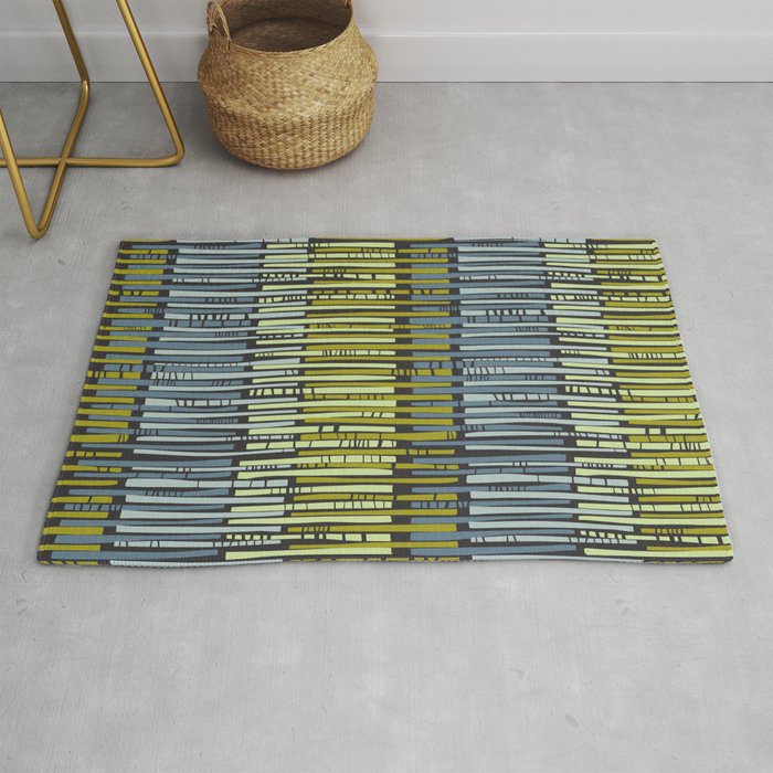 City life geometrics beams moonless night Rug Gallery Image 1