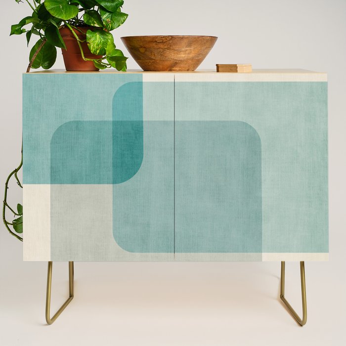 Neutral Blue Tones Geometric Minimalist Artwork Credenza Gallery Image 1