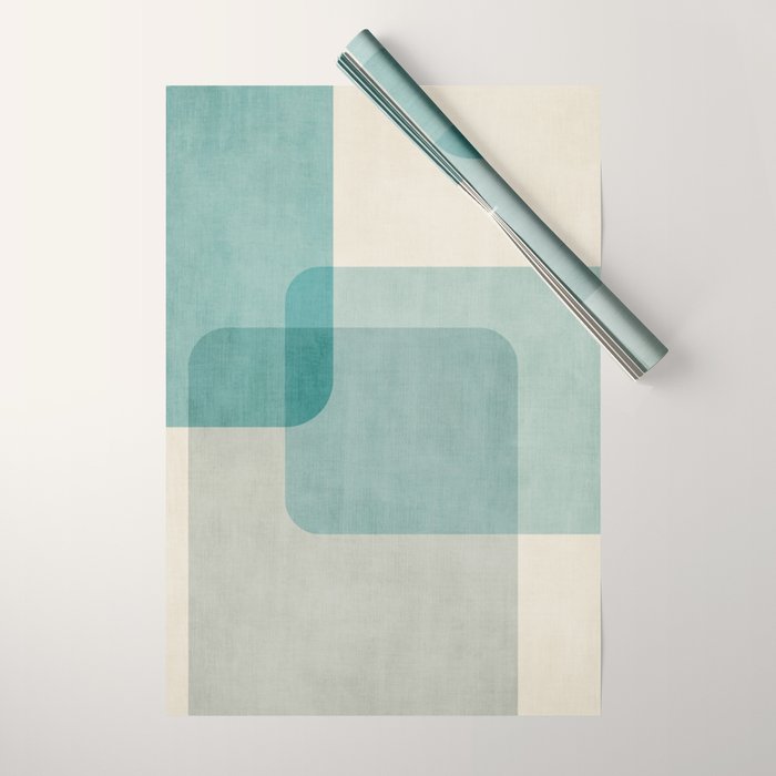 Neutral Blue Tones Geometric Minimalist Artwork Wrapping Paper Gallery Image 1