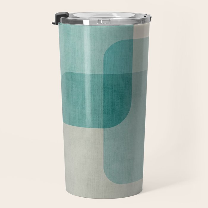 Neutral Blue Tones Geometric Minimalist Artwork Travel Mug Gallery Image 3