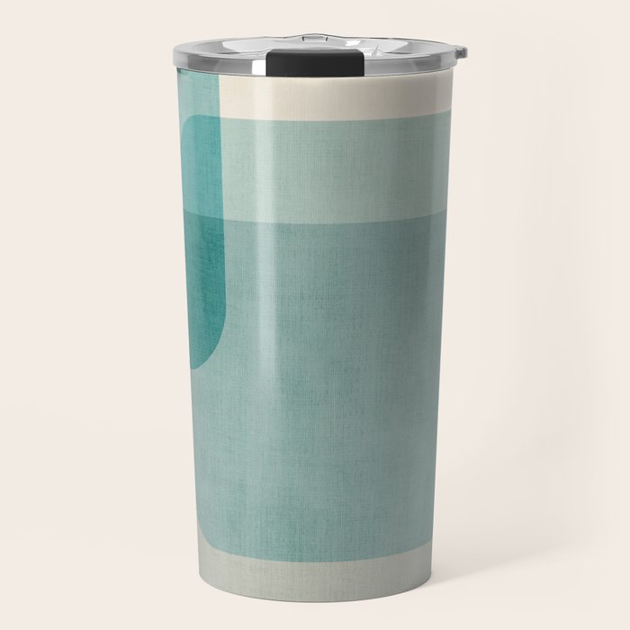 Neutral Blue Tones Geometric Minimalist Artwork Travel Mug Gallery Image 1