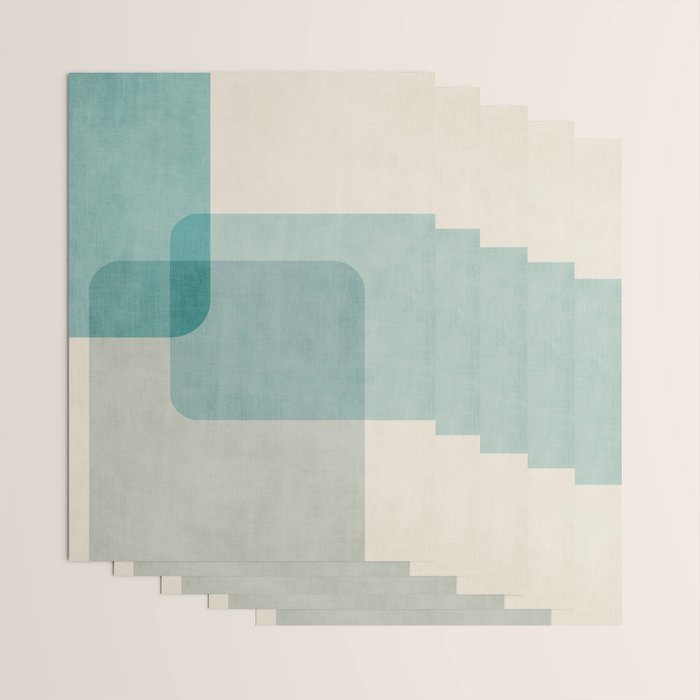 Neutral Blue Tones Geometric Minimalist Artwork Wrapping Paper Gallery Image 3