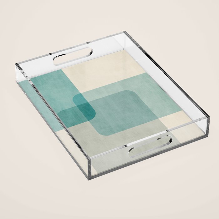Neutral Blue Tones Geometric Minimalist Artwork Acrylic Tray Gallery Image 1