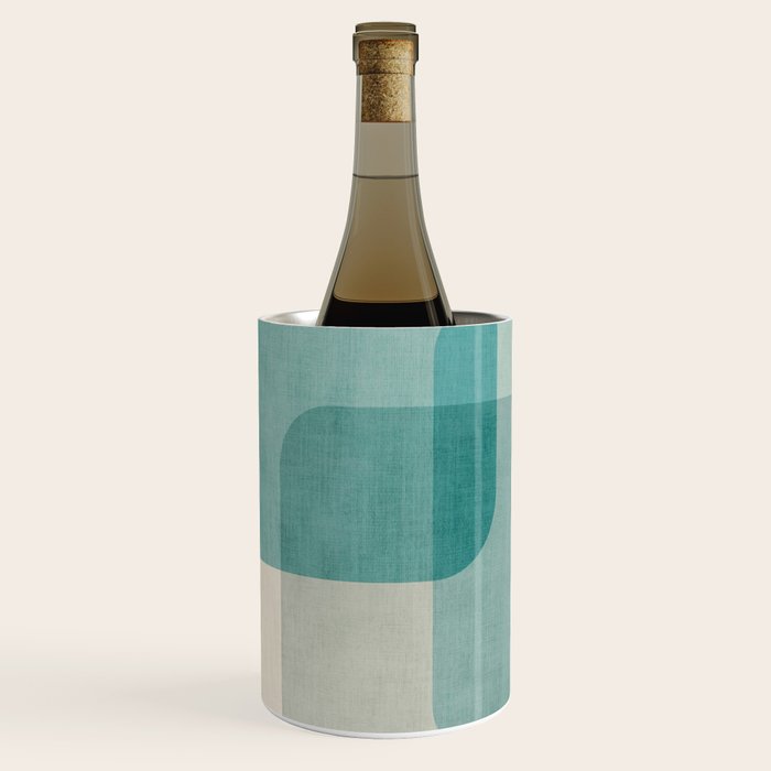 Neutral Blue Tones Geometric Minimalist Artwork Wine Chiller Gallery Image 2