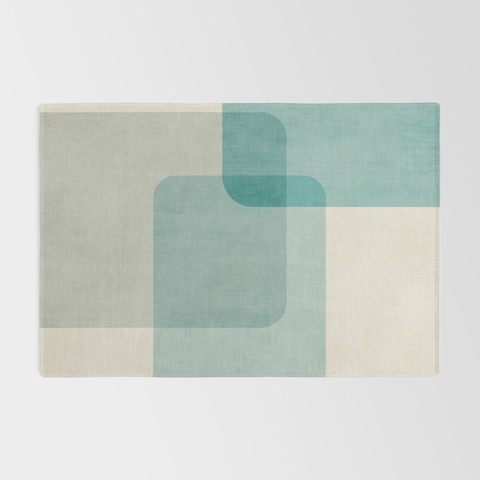 Neutral Blue Tones Geometric Minimalist Artwork Rug Gallery Image 2