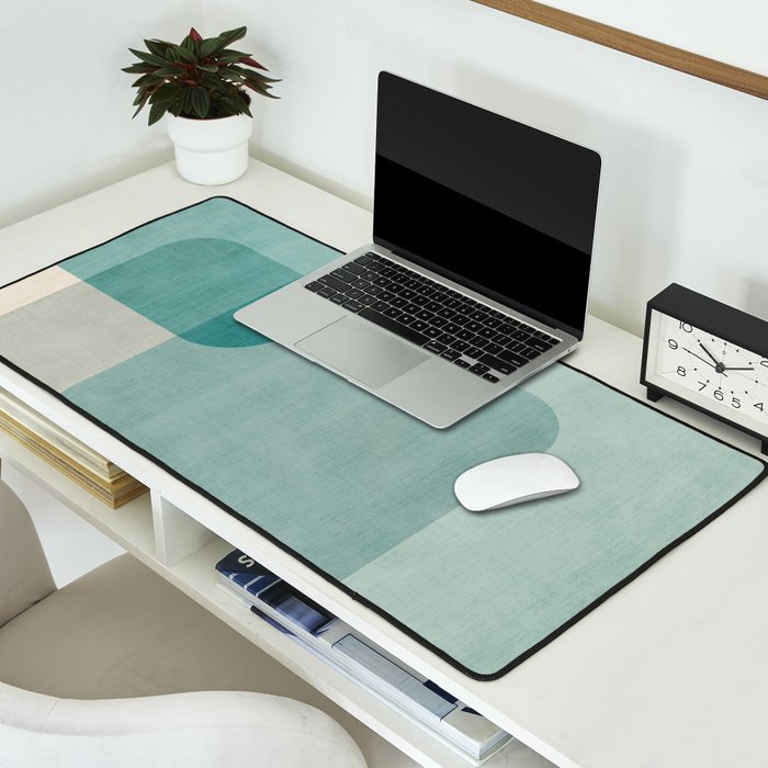 Neutral Blue Tones Geometric Minimalist Artwork Desk Mat Gallery Image 2