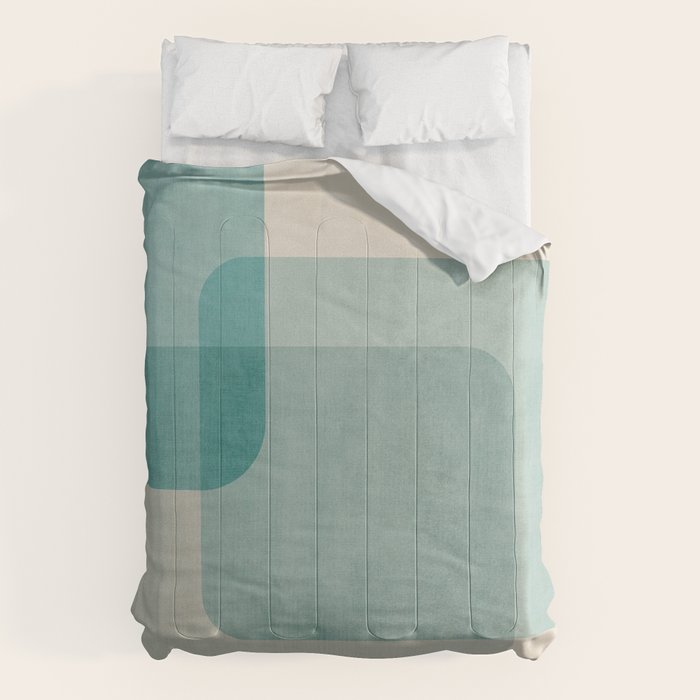 Neutral Blue Tones Geometric Minimalist Artwork Comforter Gallery Image 1