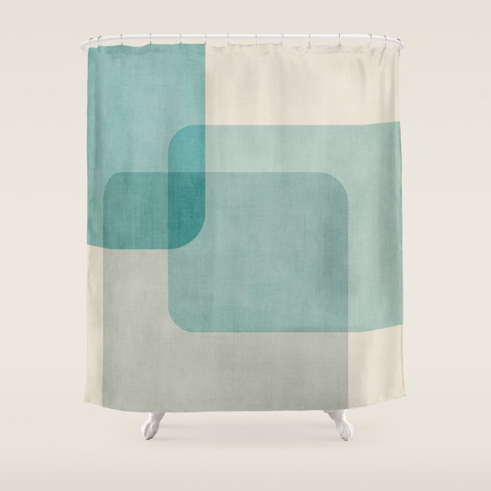 Neutral Blue Tones Geometric Minimalist Artwork Shower Curtain Gallery Image 1