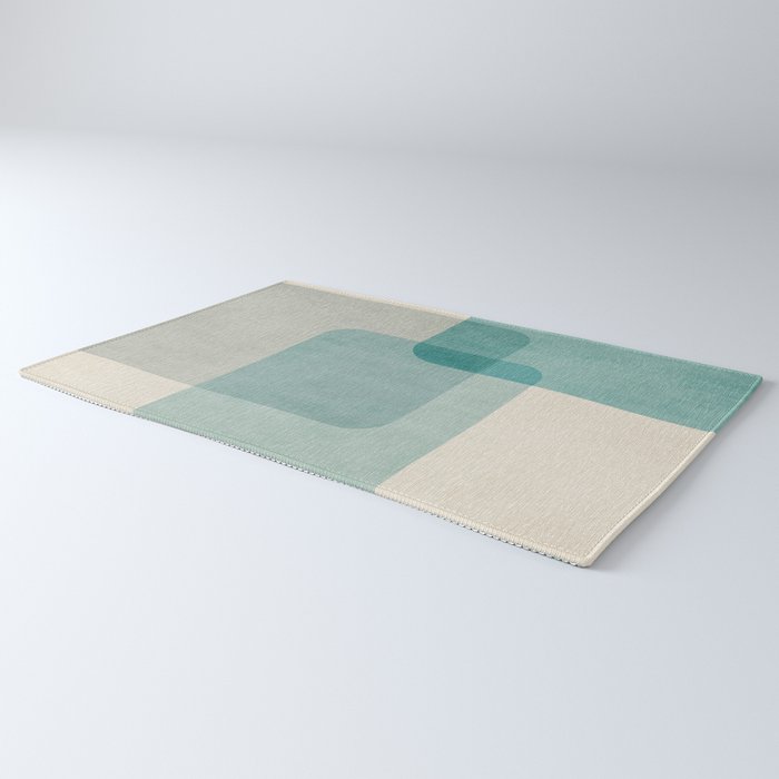 Neutral Blue Tones Geometric Minimalist Artwork Rug Gallery Image 3