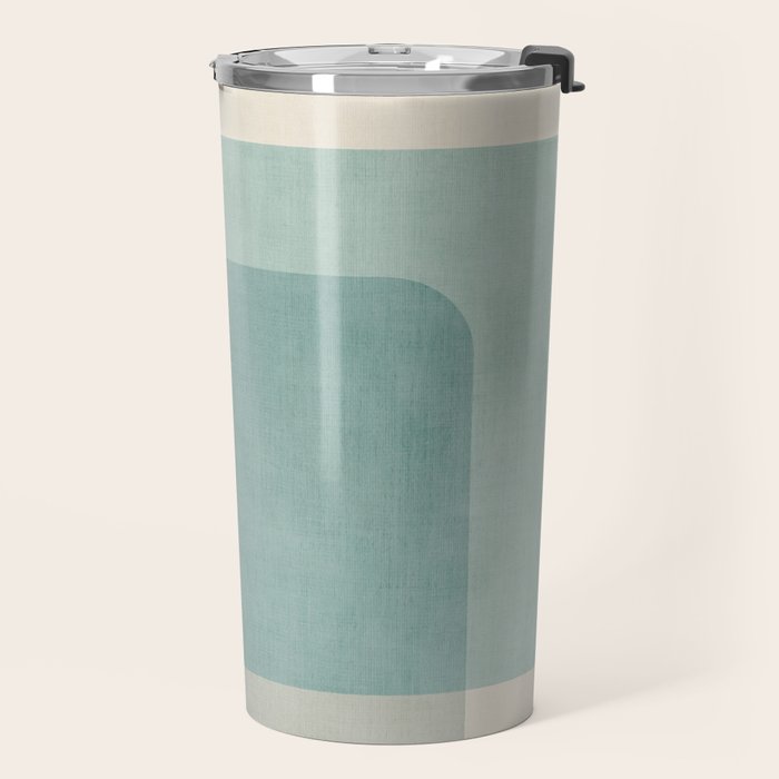 Neutral Blue Tones Geometric Minimalist Artwork Travel Mug Gallery Image 2