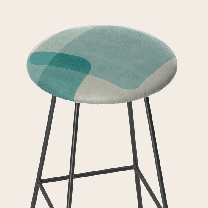 Neutral Blue Tones Geometric Minimalist Artwork Stool Gallery Image 2