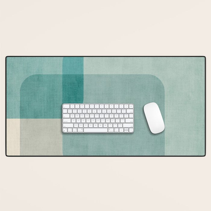 Neutral Blue Tones Geometric Minimalist Artwork Desk Mat Gallery Image 1
