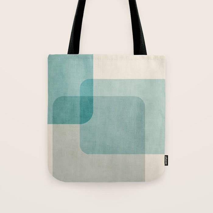 Neutral Blue Tones Geometric Minimalist Artwork Tote Bag Gallery Image 1