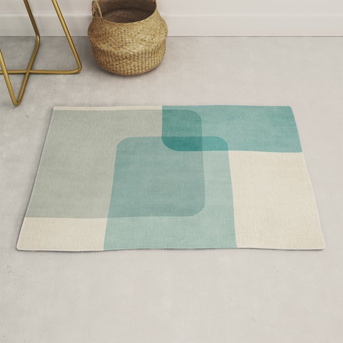 Neutral Blue Tones Geometric Minimalist Artwork Rug Gallery Image 1