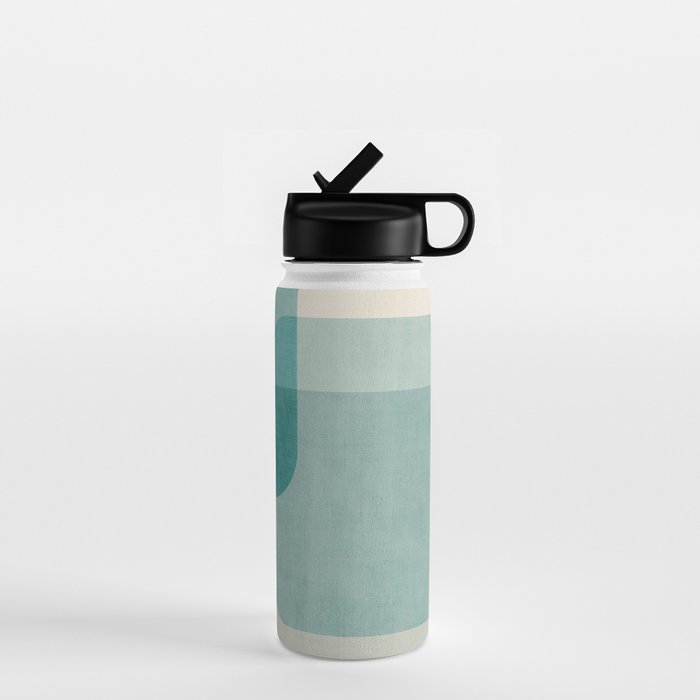 Neutral Blue Tones Geometric Minimalist Artwork Water Bottle Gallery Image 1