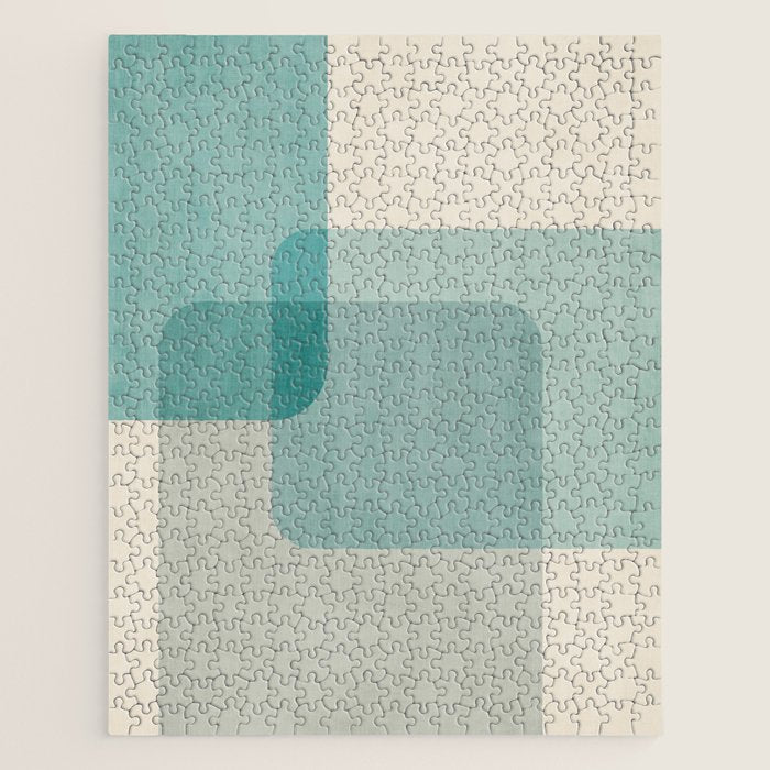 Neutral Blue Tones Geometric Minimalist Artwork Jigsaw Puzzle Gallery Image 1