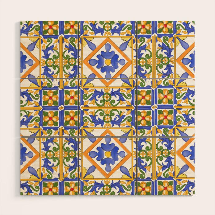 Summer,colourful detailed, Sicilian style art Wood Wall Art Gallery Image 1